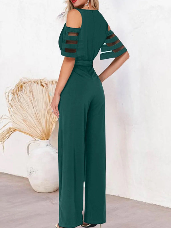 High-Waist V-Neck Cut-Out Relaxed Jumpsuit
