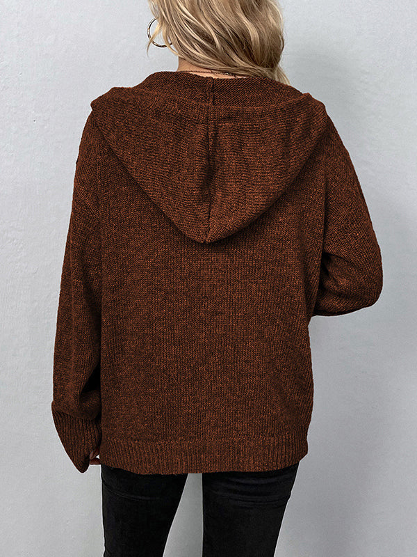 Hooded Button-Detail Cardigan