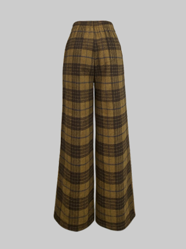 Checked High-Waist Relaxed Pants