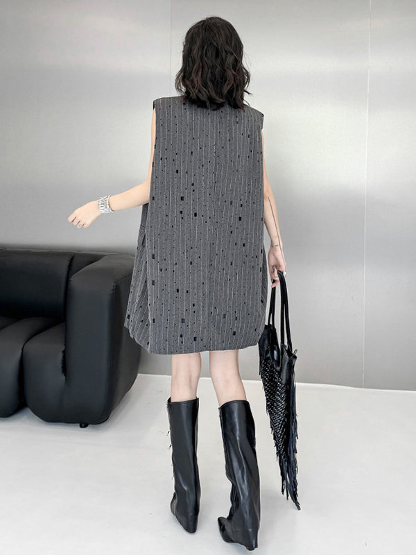 Striped Sleeveless Relaxed Vest
