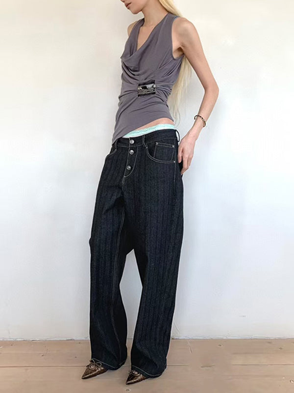 Pleated Sleeveless Relaxed Tank Top