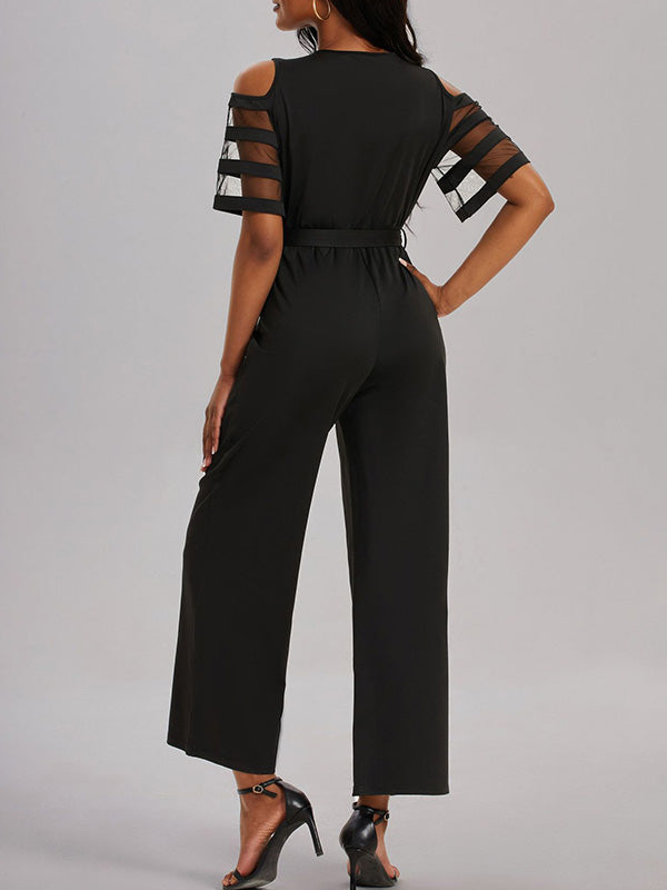 High-Waist V-Neck Cut-Out Relaxed Jumpsuit