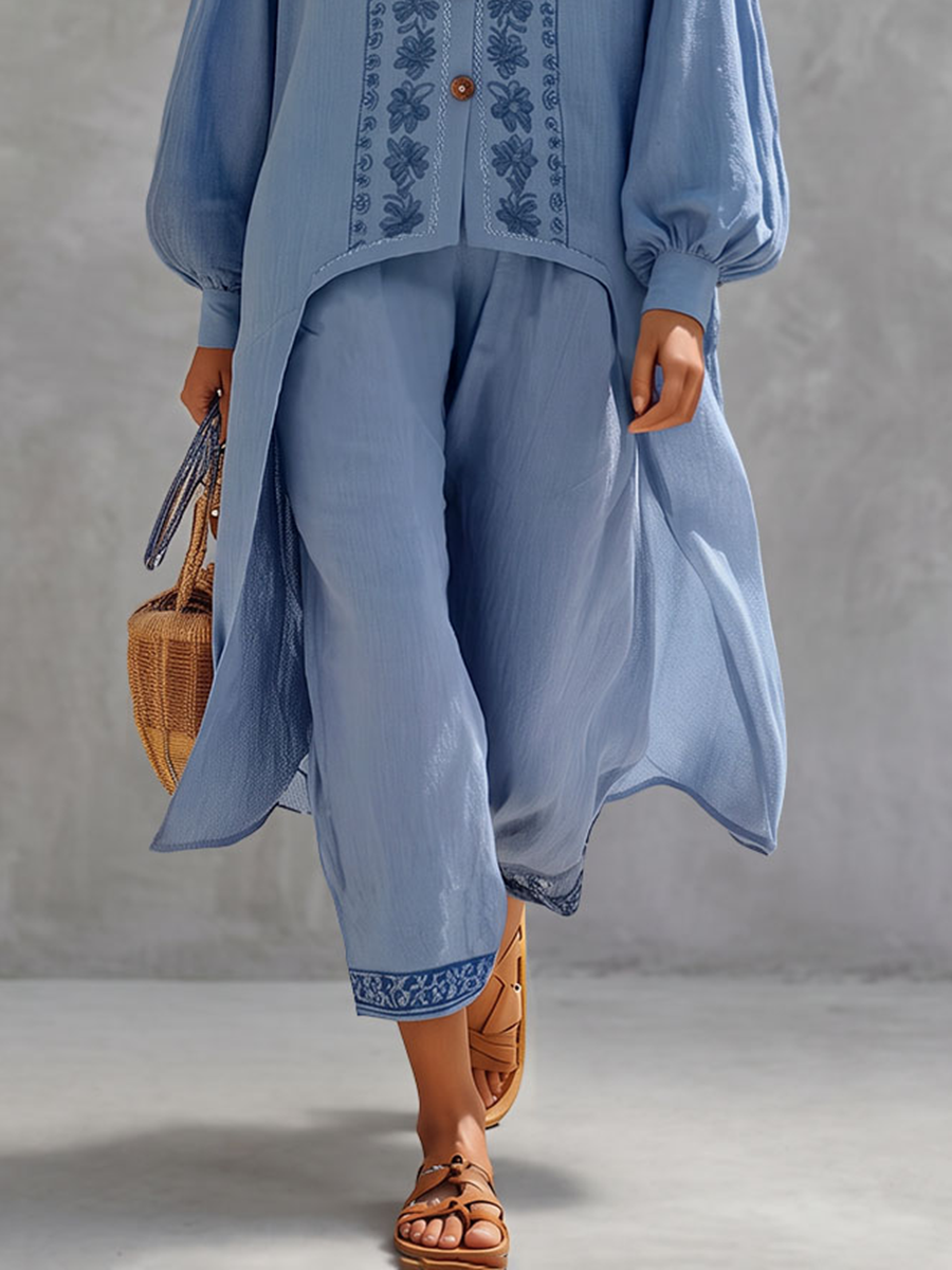 Floral Wide-Leg Pocket Relaxed Pants