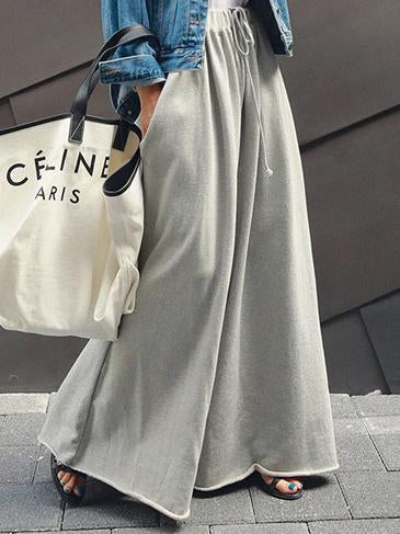 Wide-Leg Elastic Relaxed Pants
