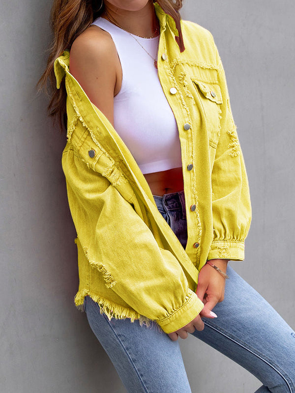 Fringe Pocket Long-Sleeve Relaxed Jacket