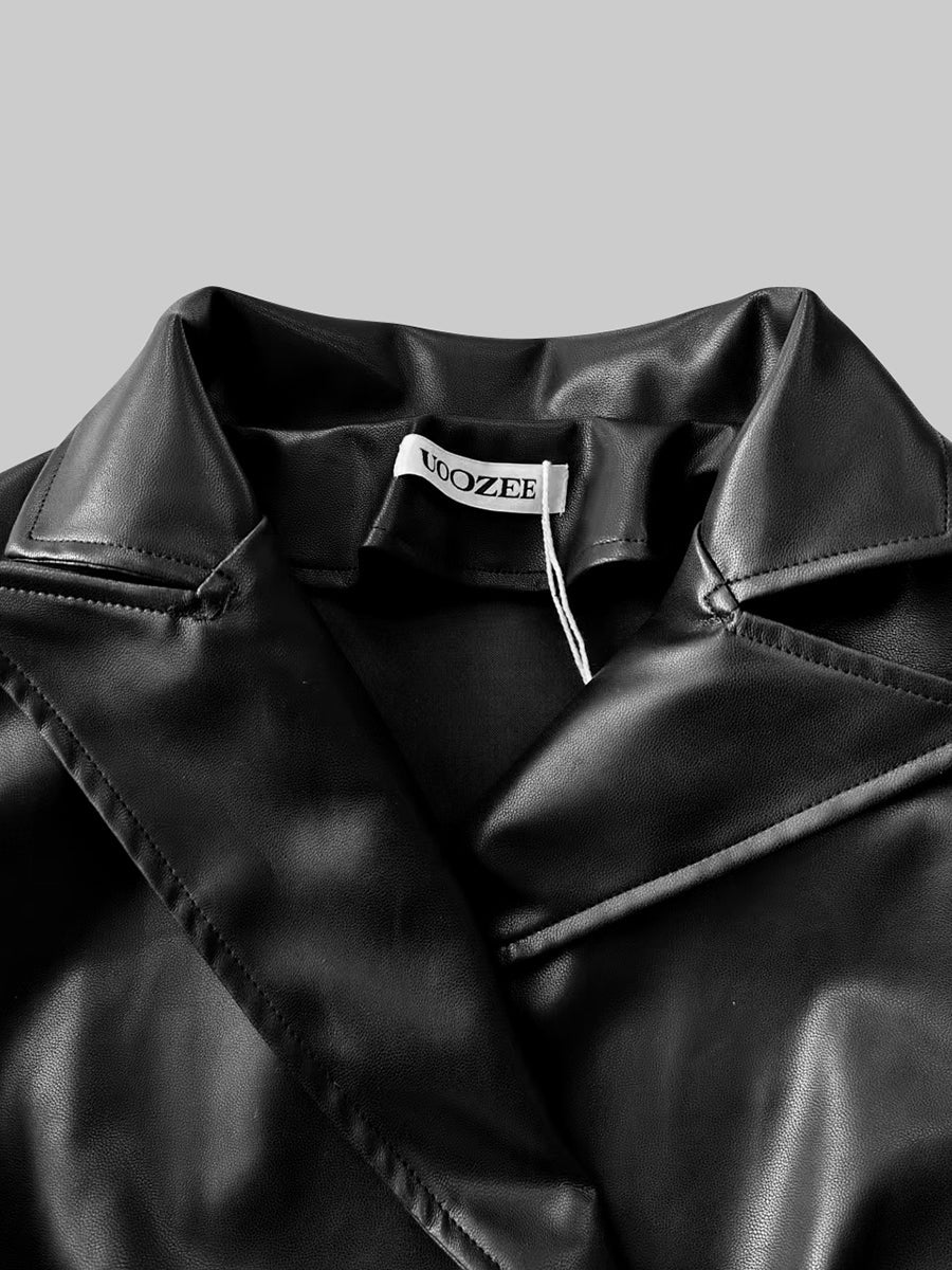 Notch-Collar Button-Detail Long-Sleeve Jacket