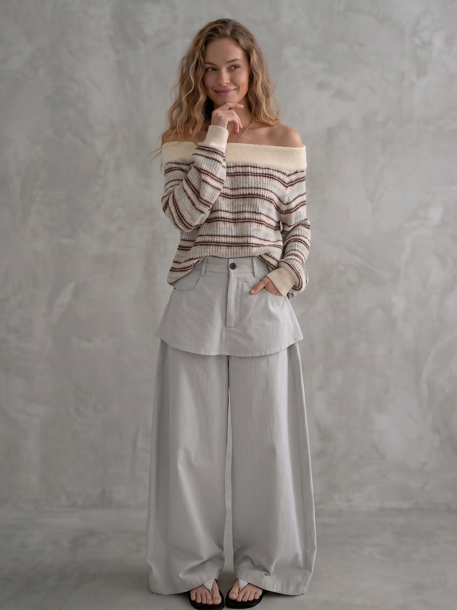 High-Waist Button-Detail Pocket Pants