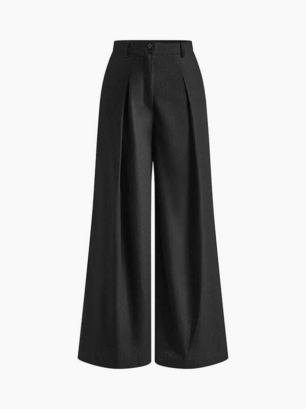 High-Waist Pleated Relaxed Pants