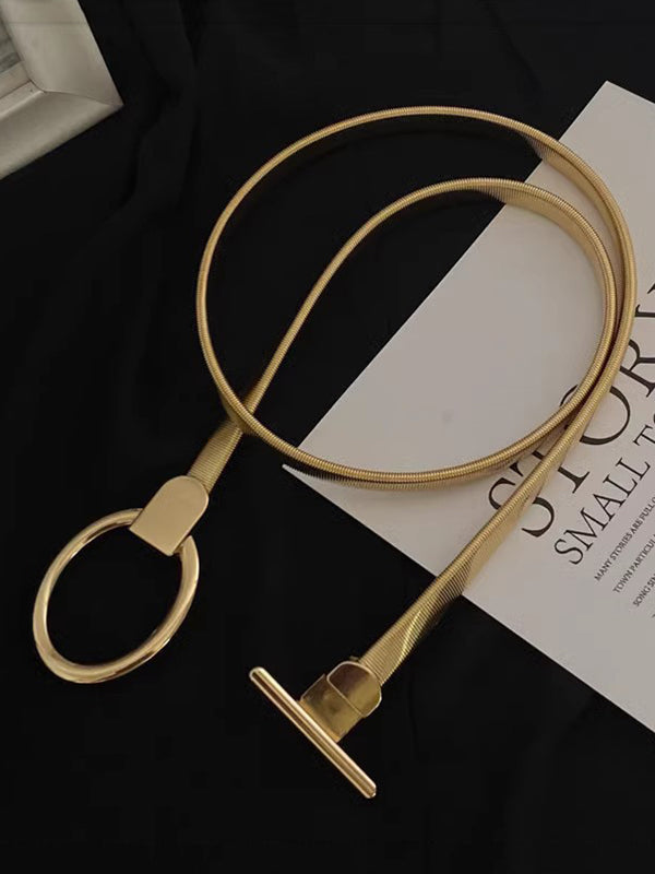 Pleated Buckle Geometric Belt