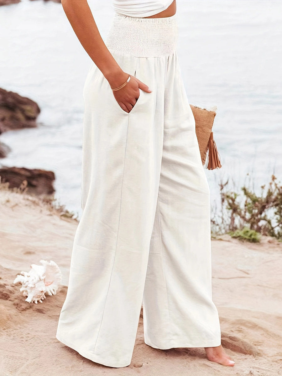 High-Waist Pleated Pocket Pants