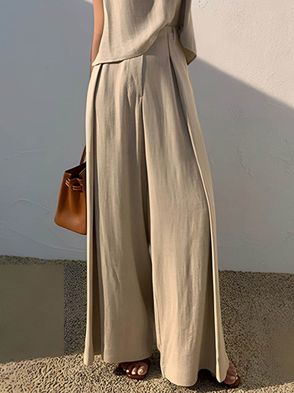 High-Waist Pleated Relaxed Pants