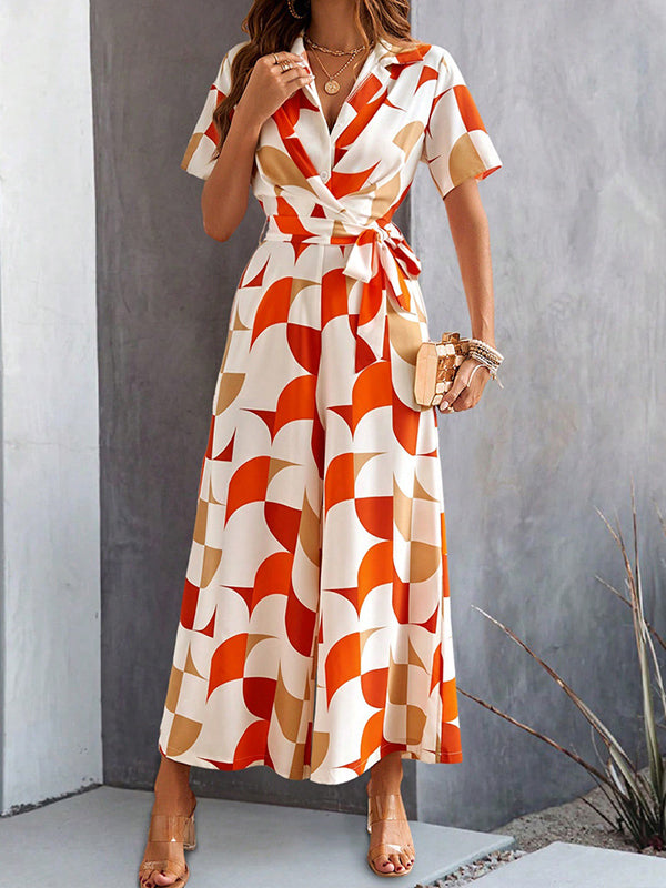 High-Waist V-Neck Button-Detail Relaxed Jumpsuit