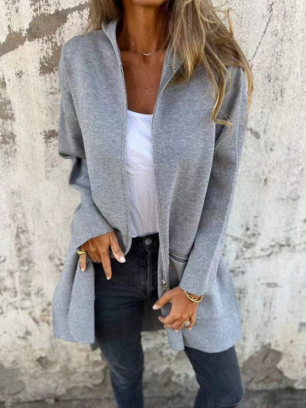 Hooded Zip Pocket Long-Sleeve Jacket