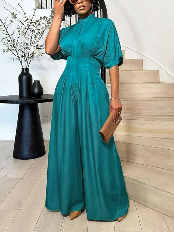 High-Waist Pleated Jumpsuit