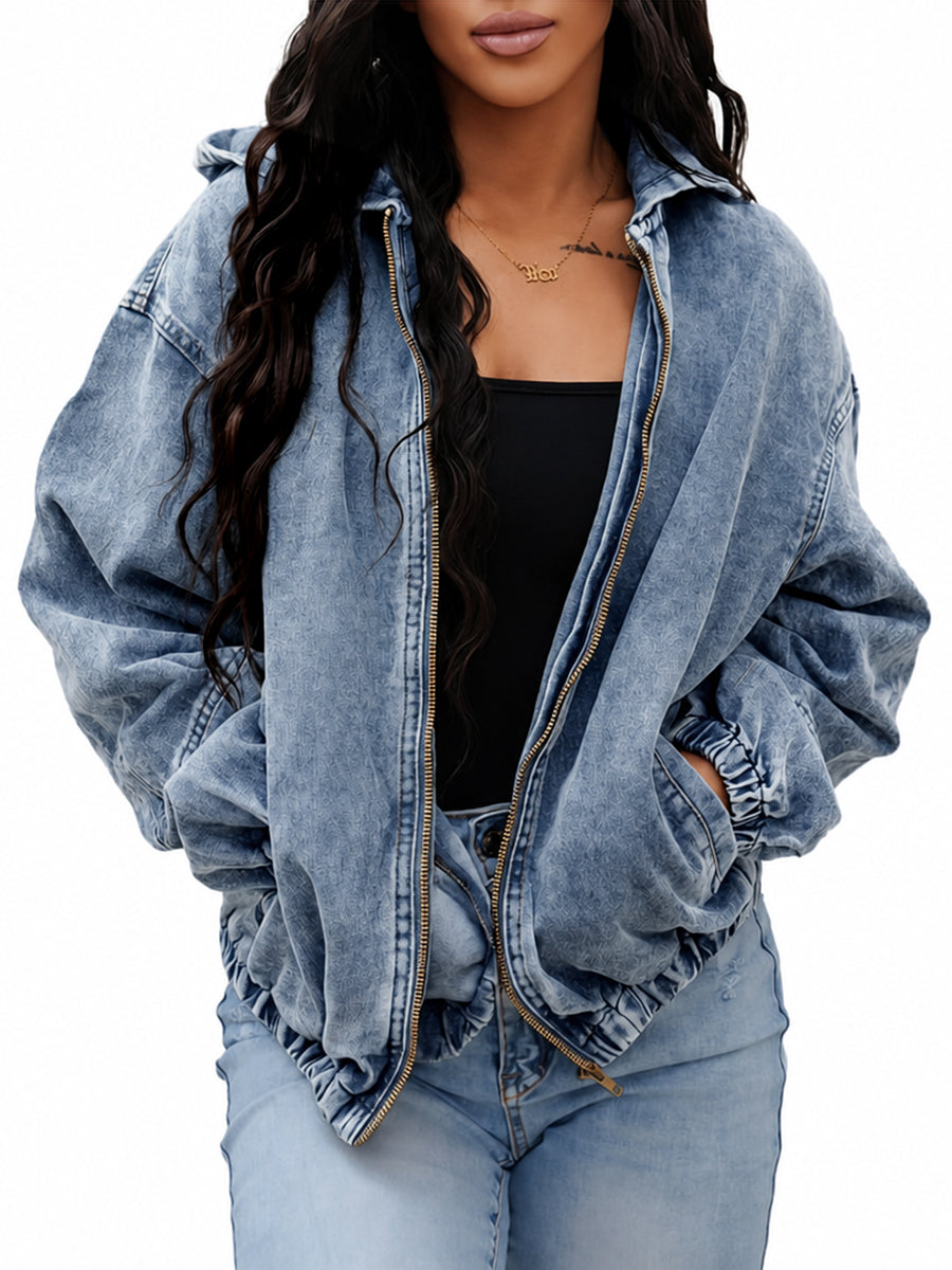 Hooded Zip Pocket Long-Sleeve Jacket