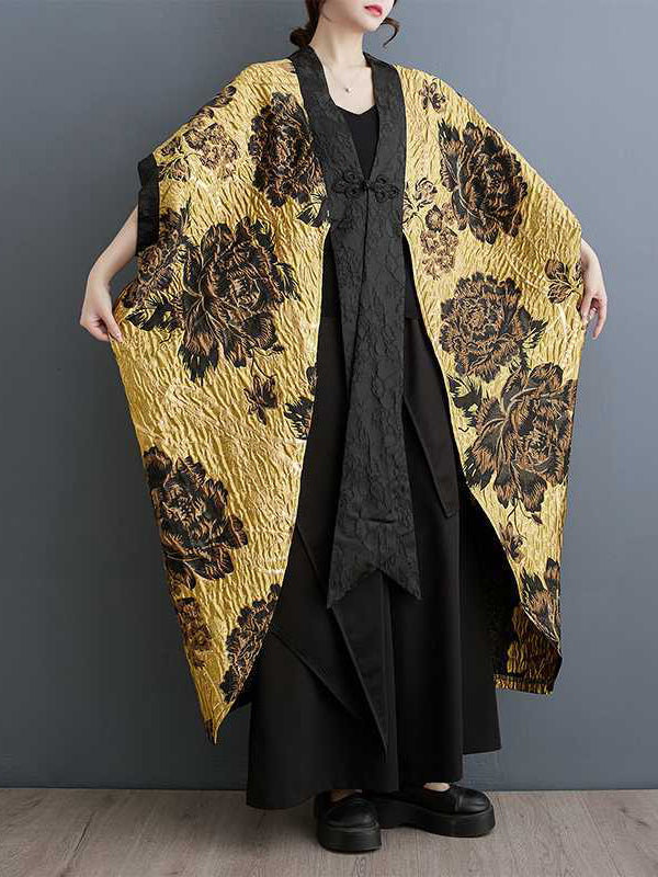 V-Neck Pleated Batwing Relaxed Jacket