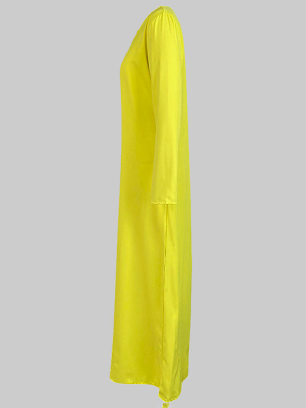 Wide-Leg Round-Neck Pocket Relaxed Jumpsuit
