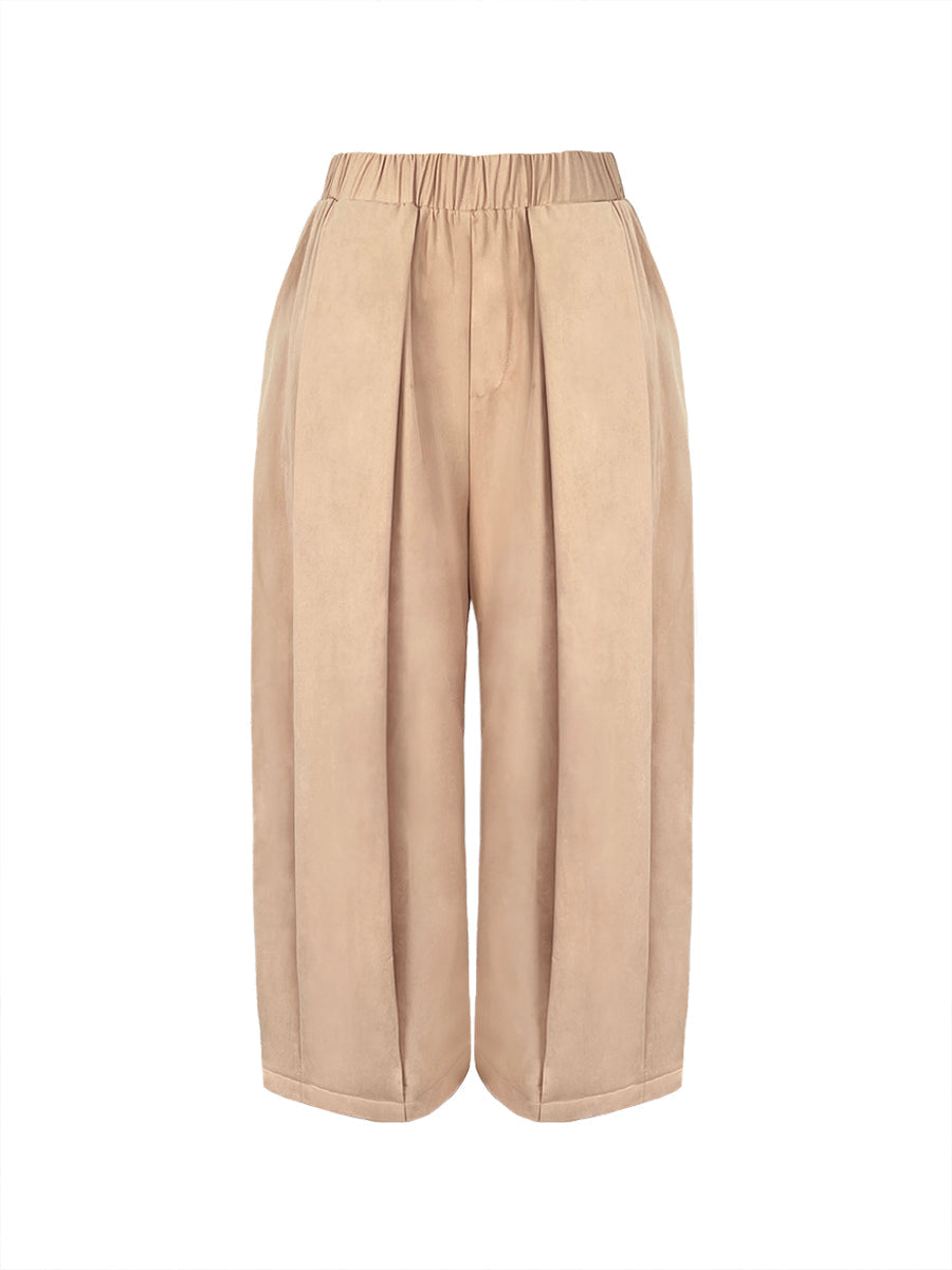 Wide-Leg Pleated Pocket Relaxed Pants
