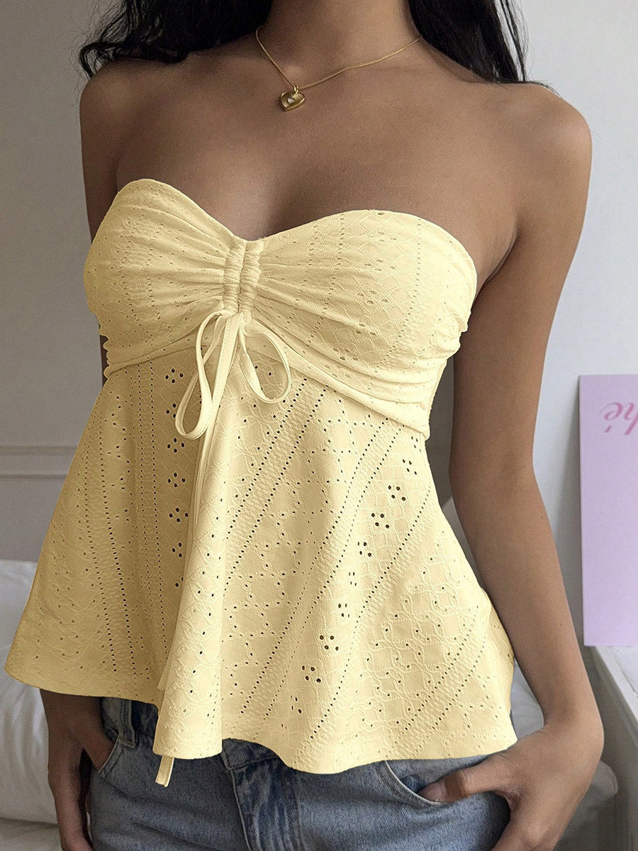 Pleated Open-Back Sleeveless Cut-Out Vest