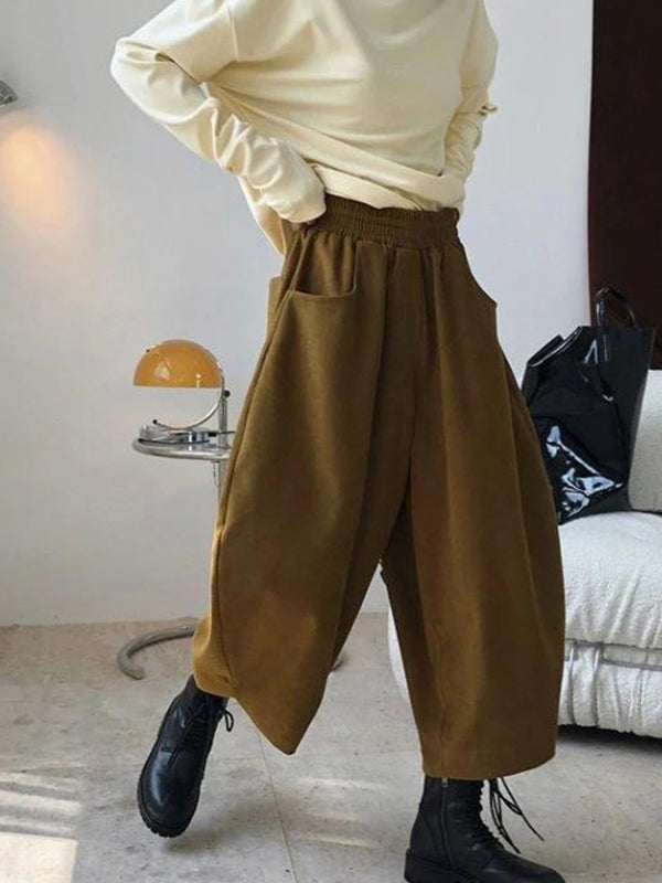 Wide-Leg Harem Elastic Pants