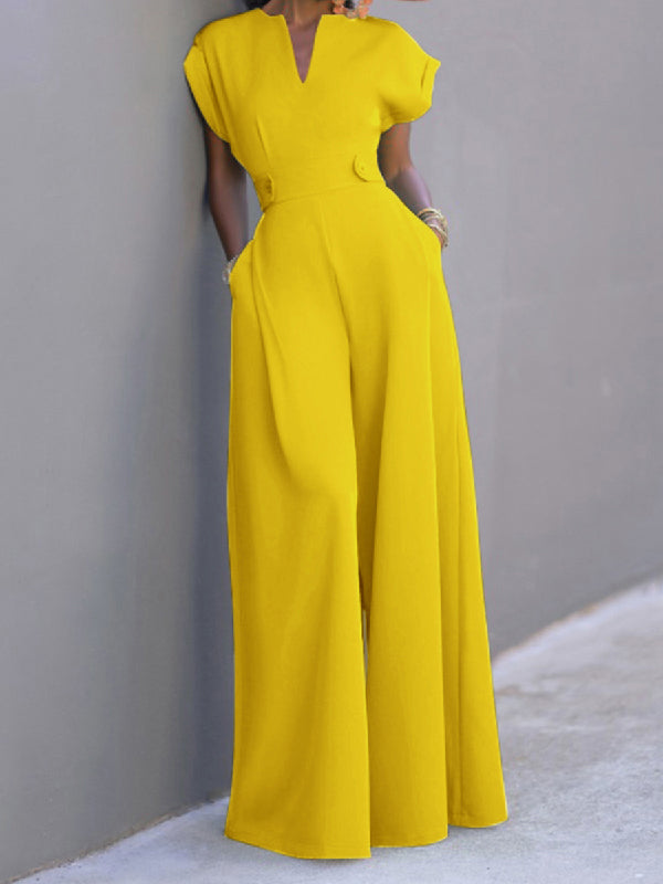 Wide-Leg Cap-Sleeve Jumpsuit