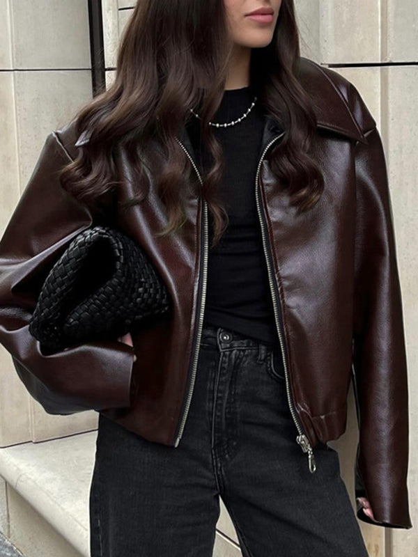 Zip Long-Sleeve Elastic Relaxed Jacket