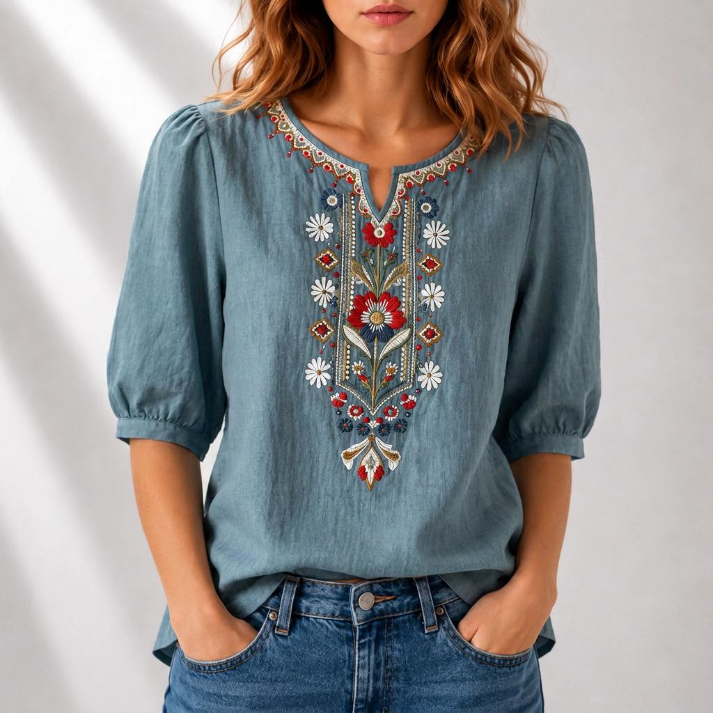 Dalia | Floral Embroidered Blouse