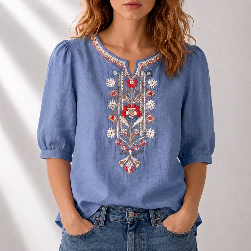 Dalia | Floral Embroidered Blouse