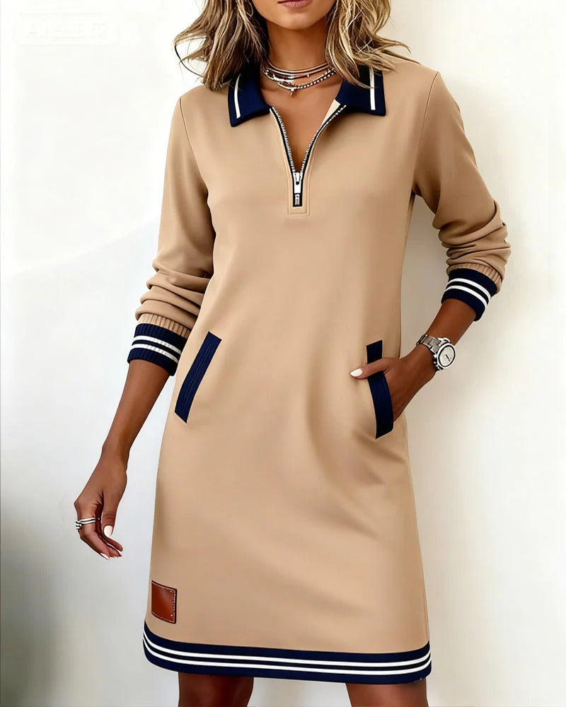 Saylor | Zip Collar Sweatshirt Dress