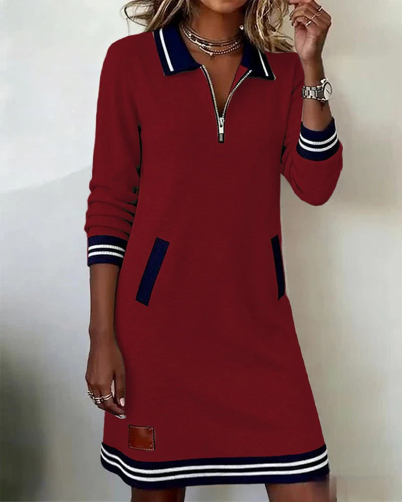 Saylor | Zip Collar Sweatshirt Dress