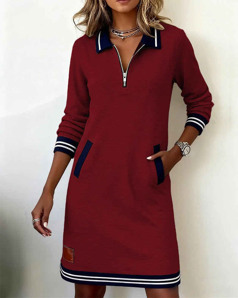 Saylor | Zip Collar Sweatshirt Dress