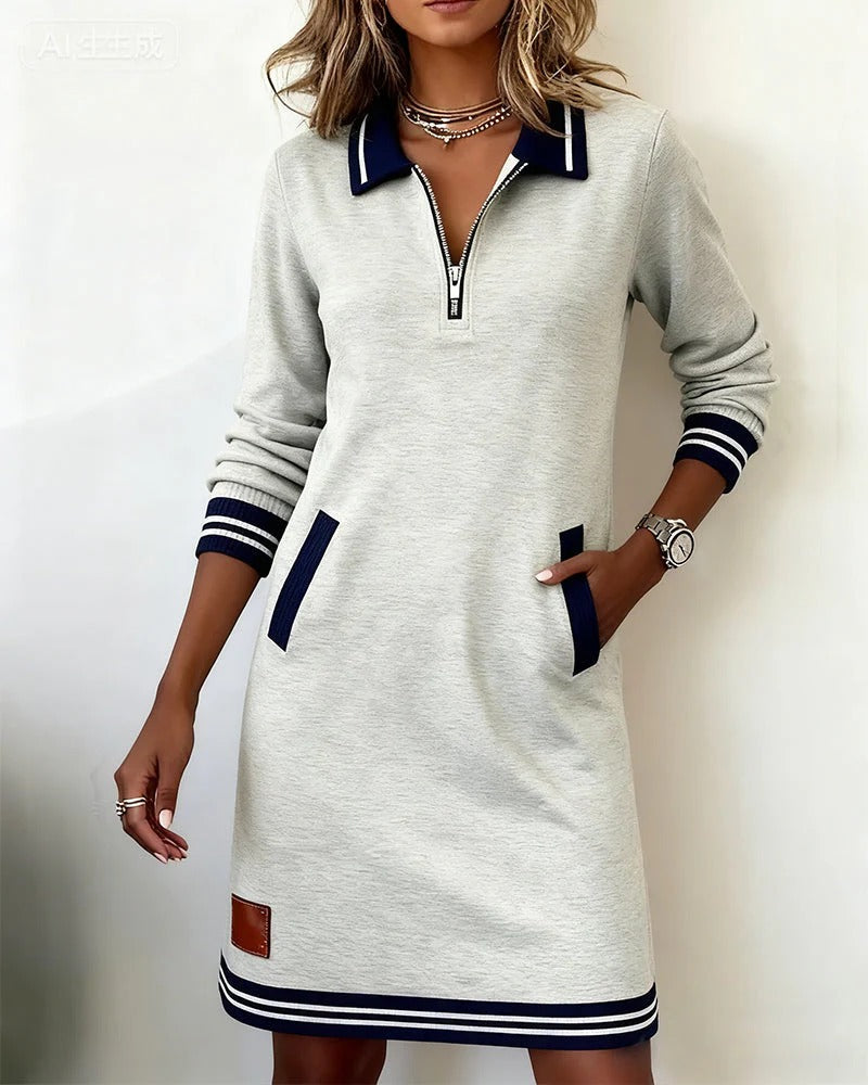 Saylor | Zip Collar Sweatshirt Dress
