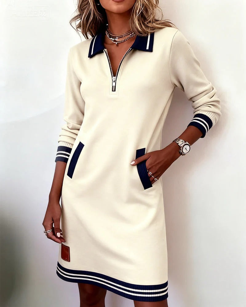 Saylor | Zip Collar Sweatshirt Dress