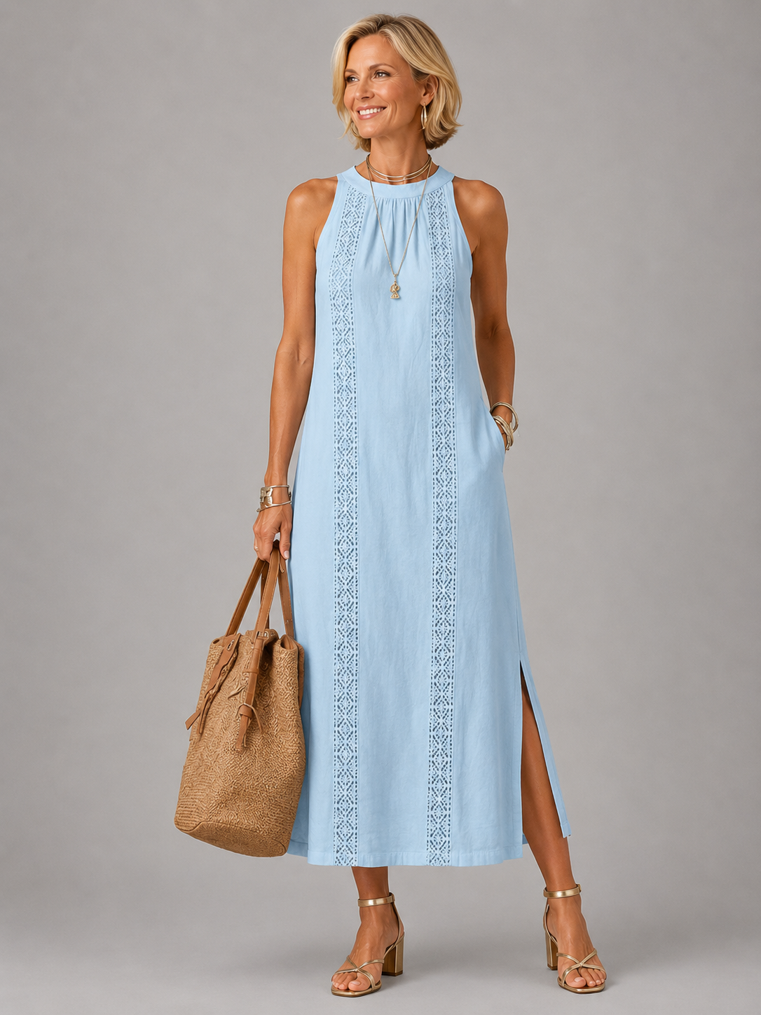 Emberly | Relaxed Embroidered Midi Dress
