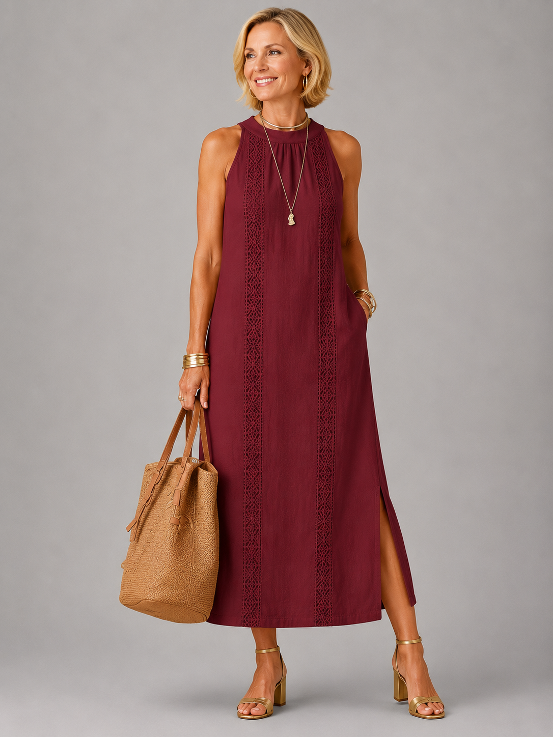 Emberly | Relaxed Embroidered Midi Dress