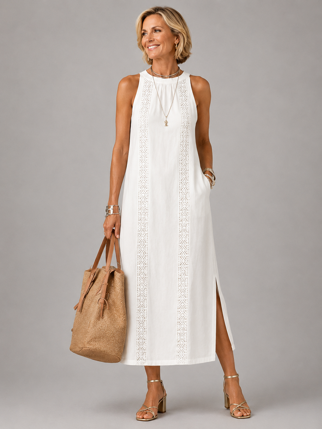 Emberly | Relaxed Embroidered Midi Dress