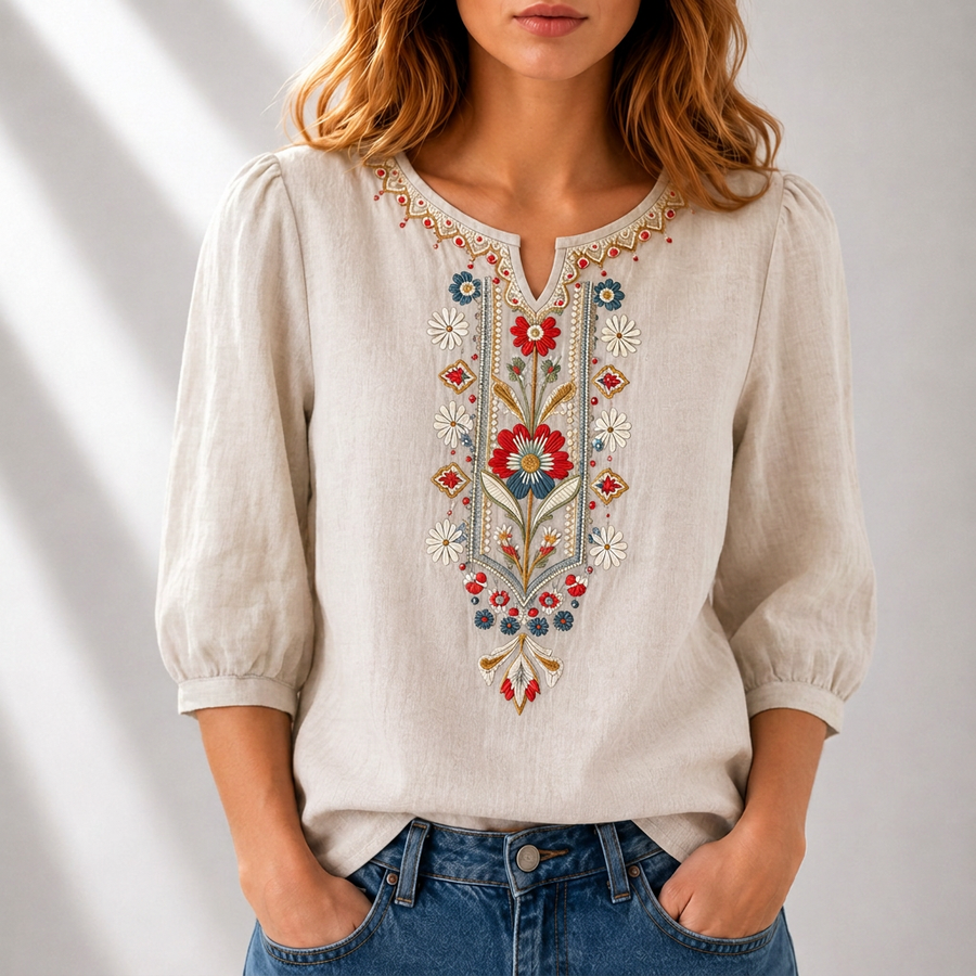 Dalia | Floral Embroidered Blouse