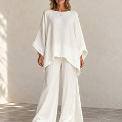 Amelia | Batwing Wide-Leg Set — White