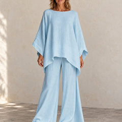 Amelia | Batwing Wide-Leg Set — Light Blue