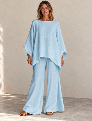 Amelia | Batwing Wide-Leg Set — Light Blue