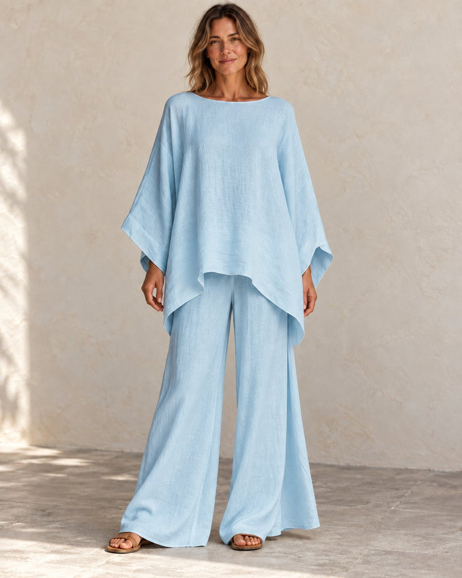 Amelia | Batwing Wide-Leg Set — Light Blue