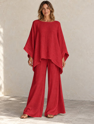 Amelia | Batwing Wide-Leg Set — Red