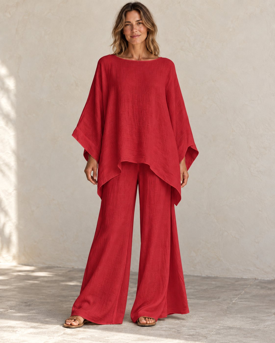 Amelia | Batwing Wide-Leg Set — Red