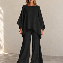 Amelia | Batwing Wide-Leg Set — Black