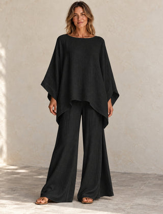 Amelia | Batwing Wide-Leg Set — Black