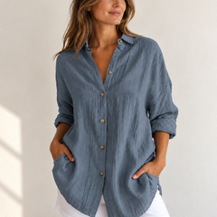 Bea | Oversized Button-Down Shirt — Gray