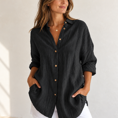 Bea | Oversized Button-Down Shirt — Black