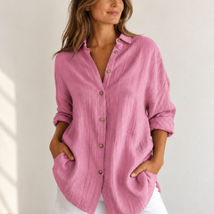 Bea | Oversized Button-Down Shirt — Pink