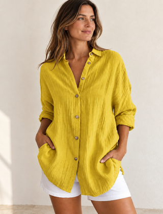 Bea | Oversized Button-Down Shirt — Yellow