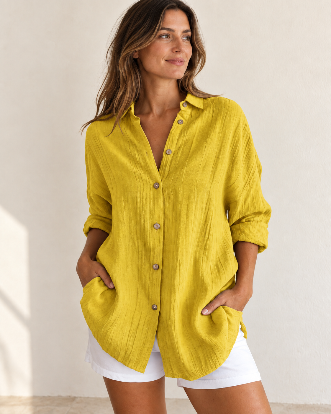Bea | Oversized Button-Down Shirt — Yellow